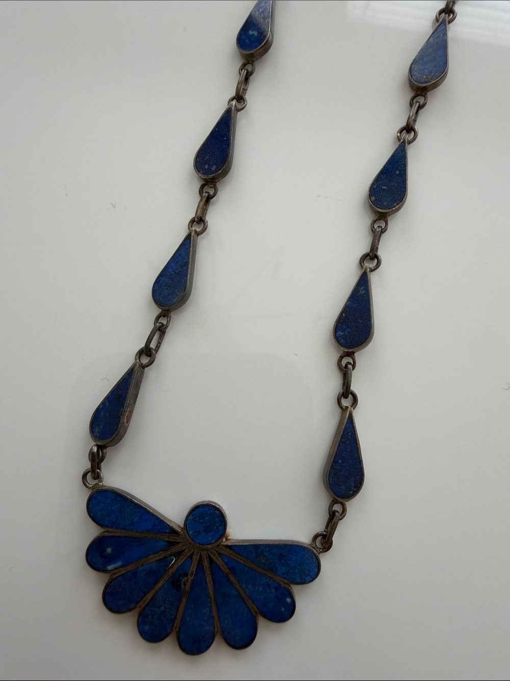 Vintage Lapis Lazuli & Sterling Silver Statement Necklace